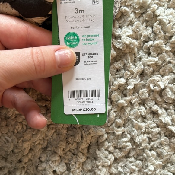 NWT Carters 0-3 Summer Dress and Bummies Brown and Tan Tropical - Picture 2 of 2